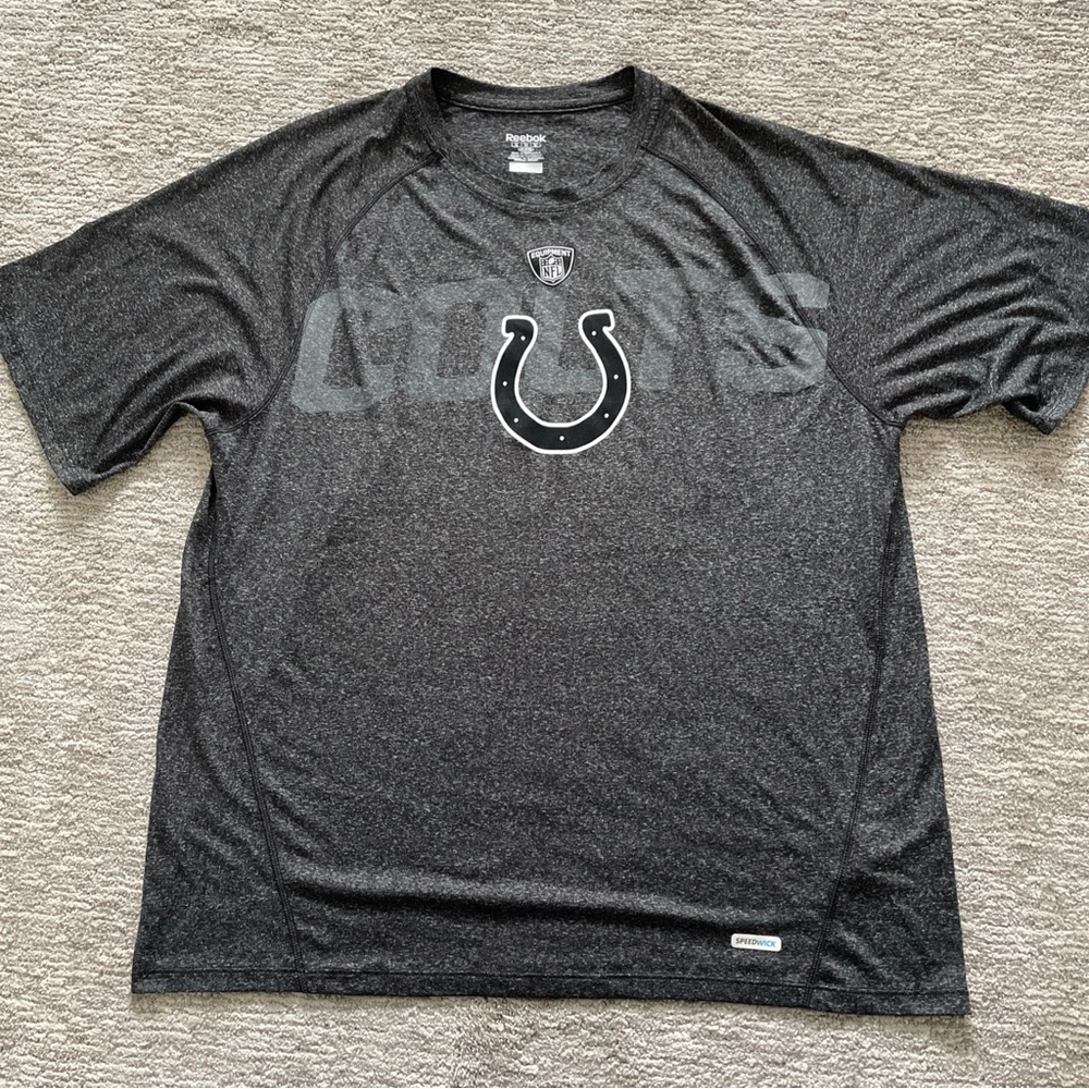 Indianapolis Colts Reebok NFL Equipment Gray Short Sleeve Shirt Men XL Speedwick
